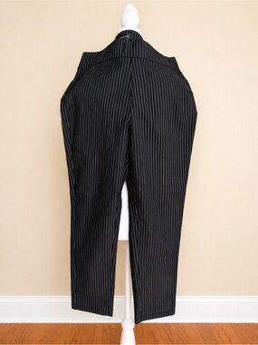 Who What Wear Black Pinstripe High-Rise Trousers